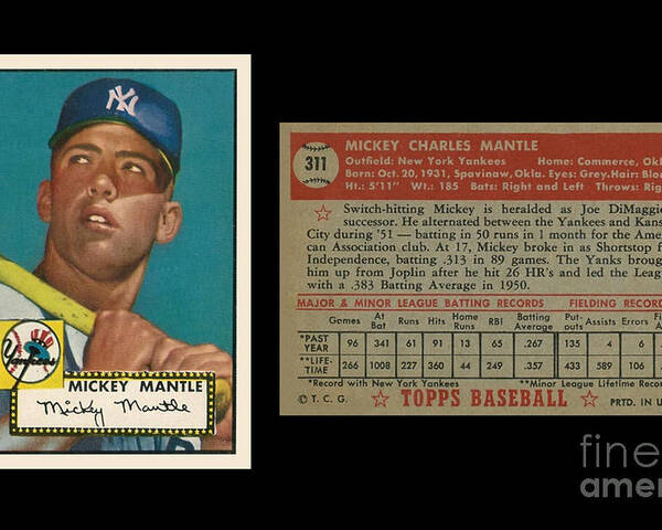 1952 Topps Mickey Mantle rookie card Poster