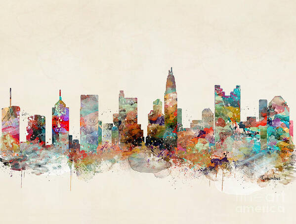 Columbus Poster featuring the painting Columbus Ohio Skyline by Bri Buckley