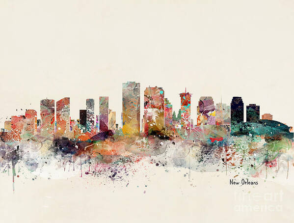 New Orleans Poster featuring the painting New Orleans Louisiana Skyline by Bri Buckley
