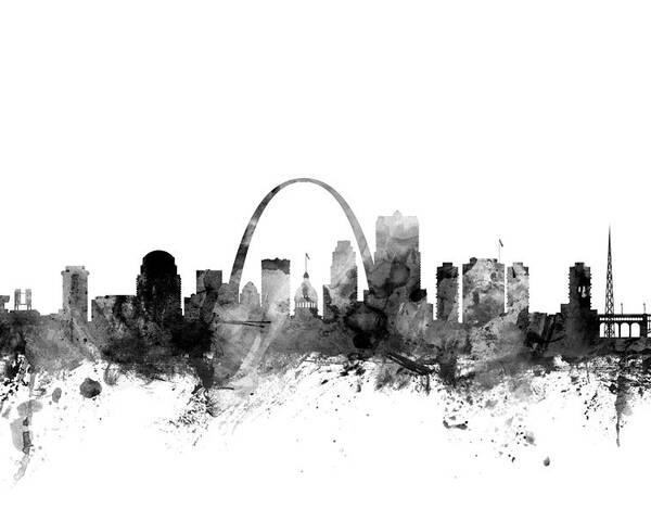 St Louis Poster featuring the digital art St Louis Missouri Skyline by Michael Tompsett