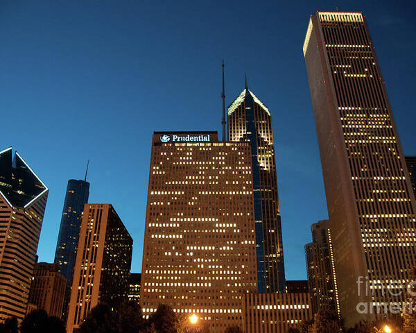 Amoco Building Poster featuring the photograph A View from Millenium Park at Dusk by David Levin