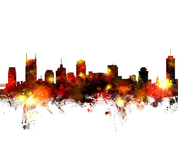 United States Poster featuring the digital art Nashville Tennessee Skyline by Michael Tompsett