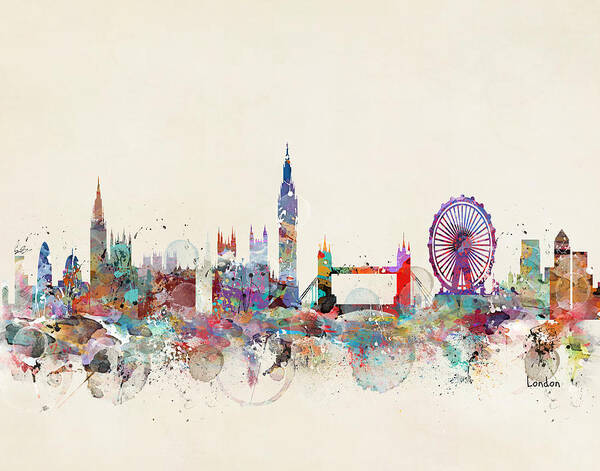 London Poster featuring the painting London City Skyline by Bri Buckley