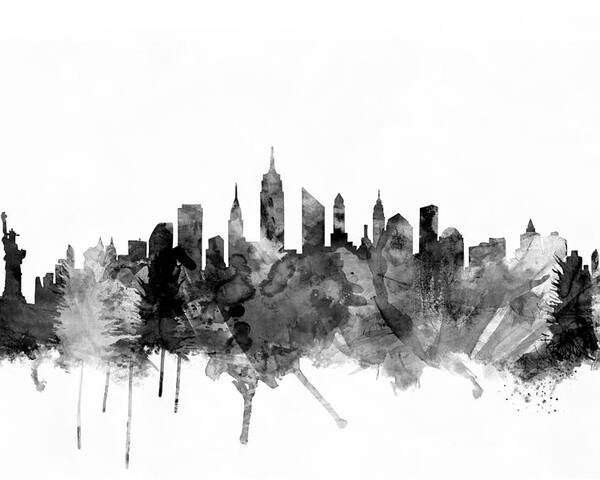 New York Poster featuring the digital art New York City Skyline by Michael Tompsett