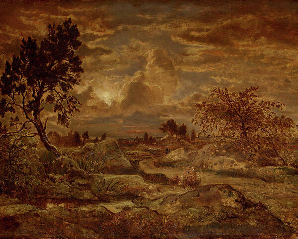 Sunset Near Arbonne Poster featuring the painting Sunset near Arbonne by Theodore Rousseau