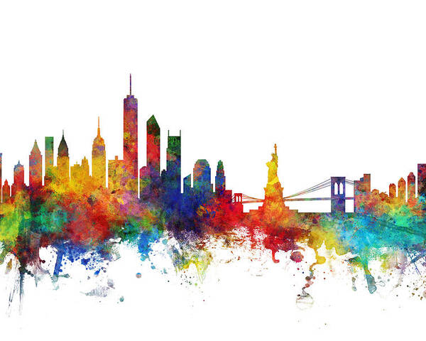 New York City Poster featuring the digital art New York Skyline by Michael Tompsett