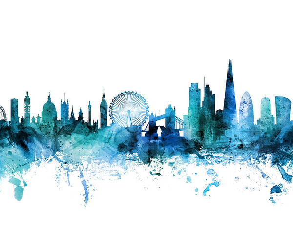 London Poster featuring the digital art London England Skyline by Michael Tompsett