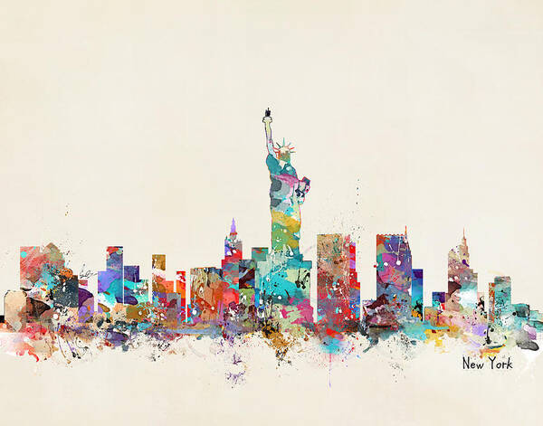 New York Poster featuring the painting New York City Skyline by Bri Buckley