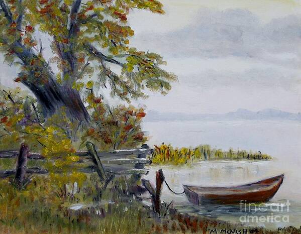 Boat Poster featuring the painting A boat waiting by Marilyn McNish
