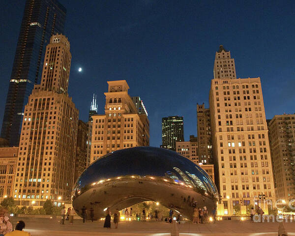 Anish Kapoor Poster featuring the photograph A View from Millenium Park at Night by David Levin