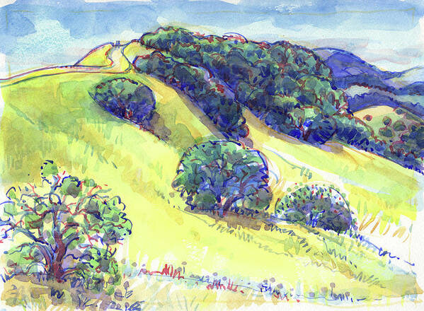 Landscape Poster featuring the painting Acalanes Ridge, Lafayette, CA by Judith Kunzle