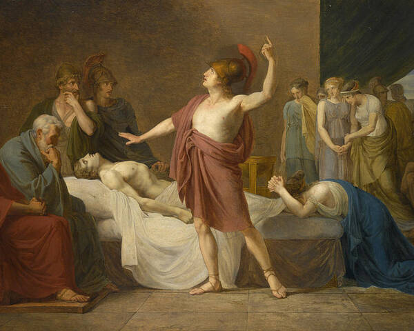 Achilles Lamenting the Death of Patroclus Poster by French School - Fine  Art America