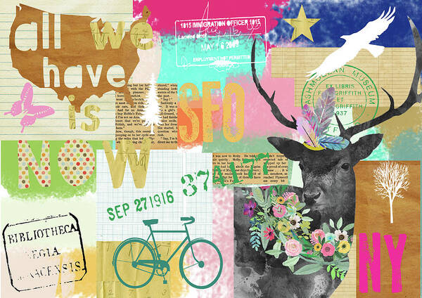 All We Have Is Now Poster featuring the mixed media All We Have Is Now by Claudia Schoen