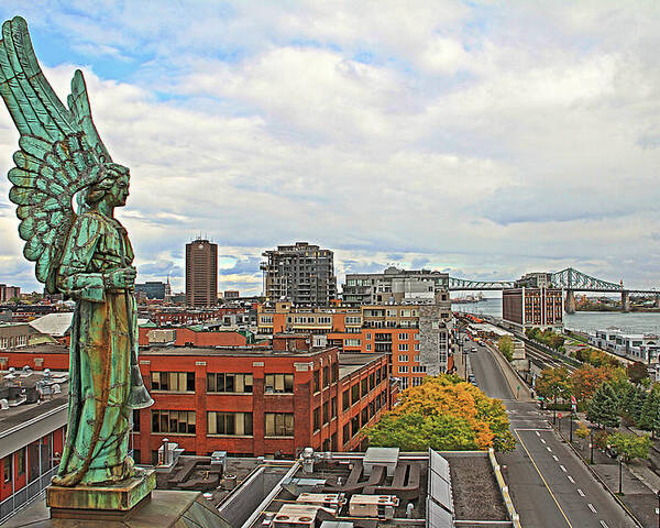 Angel Statue Poster featuring the photograph Angel of Old Montreal by Alice Gipson