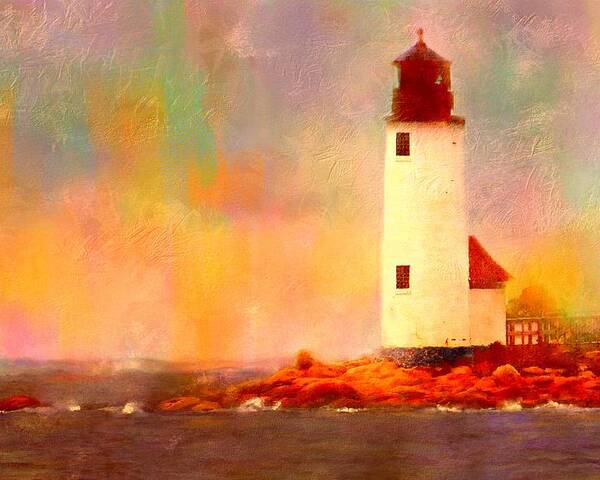 Lighthouse Poster featuring the painting Annisquam Rainbow by Sand And Chi