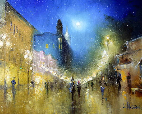 Russian Artists New Wave Poster featuring the painting Arbat Night Lights by Igor Medvedev