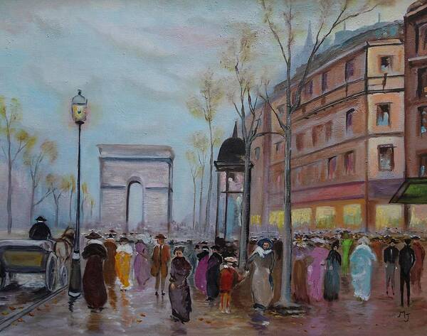 Paris Poster featuring the painting Arc de Triompfe - LMJ by Ruth Kamenev