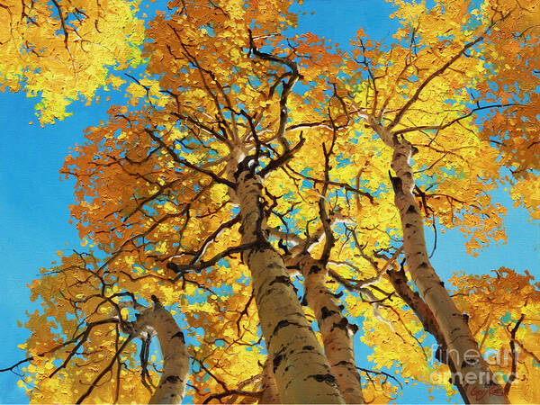 Aspen Trees Poster featuring the painting Aspen Sky High 2 by Gary Kim