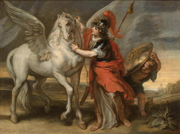 Theodoor Van Thulden Poster featuring the painting Athena and Pegasus by Theodoor van Thulden