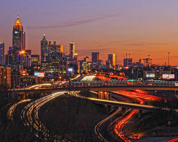 Atlanta Poster featuring the photograph Atlanta, Georgia - Downtown @ Sunset 3 by Richard Krebs