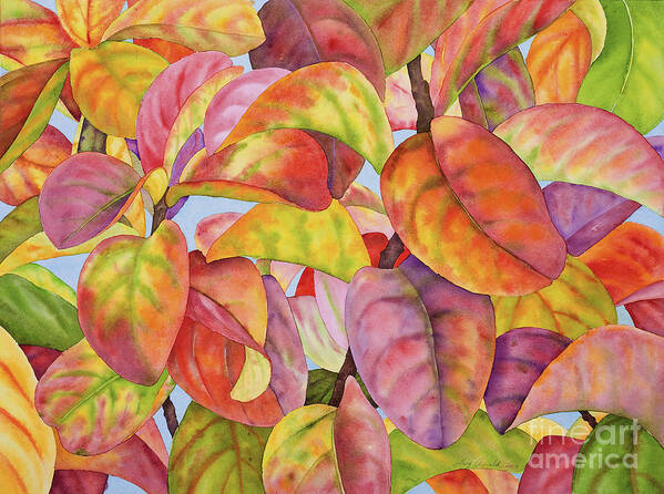 Autumn Leaves Poster featuring the painting Autumn Crepe Myrtle by Lucy Arnold