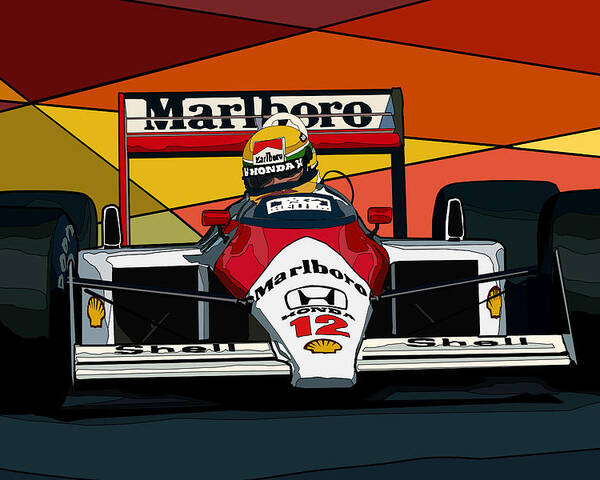 Ayrton Senna Mclaren Honda Mp4 6 Poster By Valentin Domovic