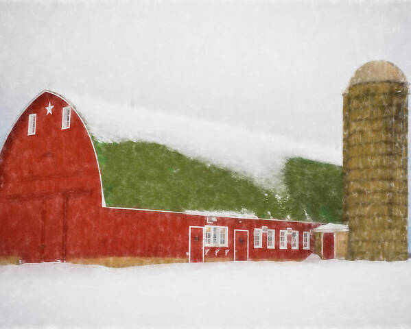 Barn Poster featuring the photograph Barn in Winter by John Roach