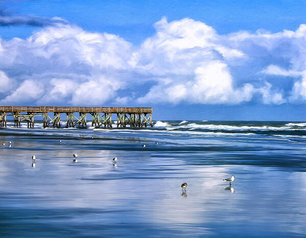 Isle Of Palms Poster featuring the painting Beach at Isle of Palms by Dominic Piperata