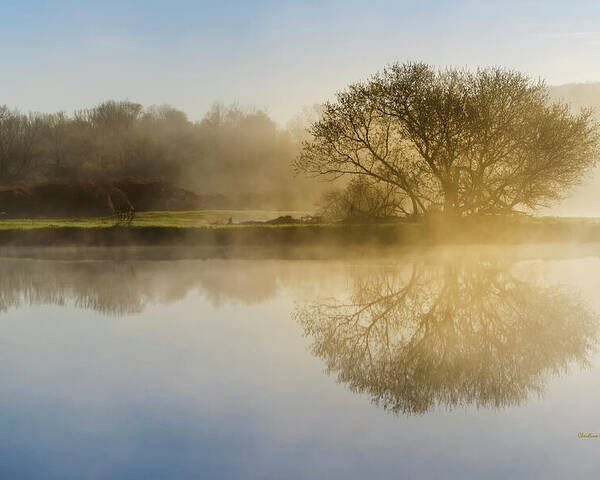 Sunrise Poster featuring the photograph Beautiful Misty River Sunrise by Christina Rollo