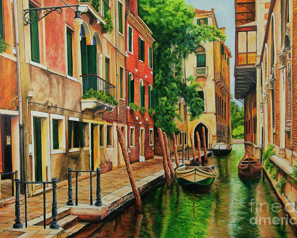 Venice Canal Poster featuring the painting Beautiful Side Canal In Venice by Charlotte Blanchard