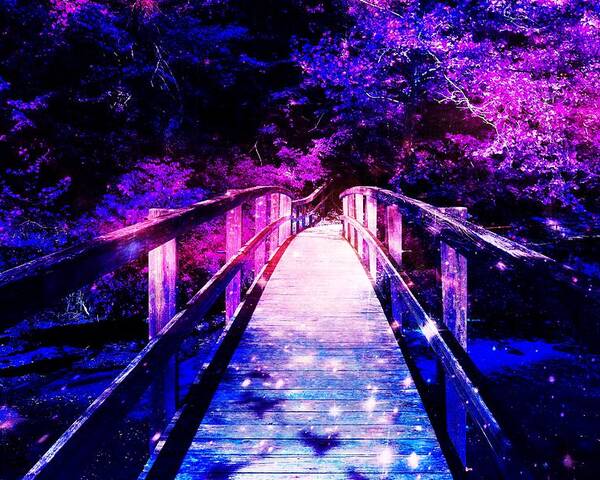 Fantasy Poster featuring the mixed media Beware of the Bridge at Night by Stacie Siemsen