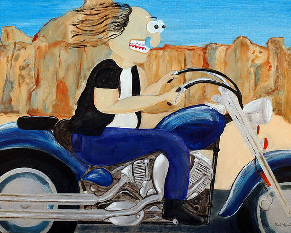 Funism Poster featuring the painting Biker by Sal Marino