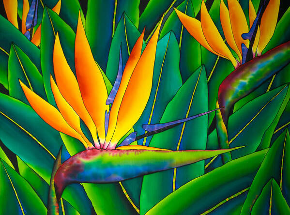 Orange Bird Of Paradise Poster featuring the painting Bird of Paradise by Daniel Jean-Baptiste