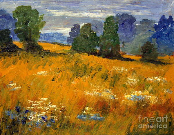 Paintings Poster featuring the painting Blue Cornflowers on the Meadow by Julie Lueders 