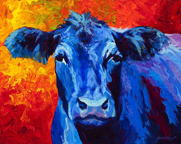 Marion Rose Poster featuring the painting Blue Cow II by Marion Rose