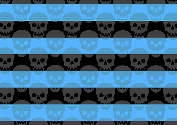 Blue Poster featuring the digital art Blue Skull Stripes by Roseanne Jones