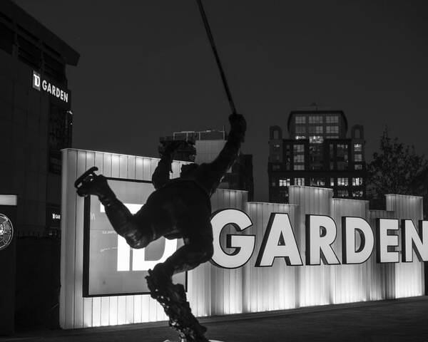 Bobby Orr Statue Td Garden Boston Ma Black And White Poster By