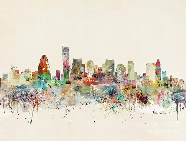 Boston Poster featuring the painting Boston Skyline by Bri Buckley