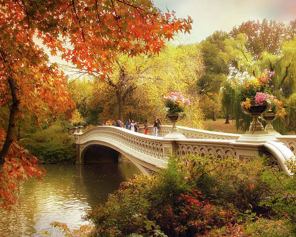 Bow Bridge Autumn Crossing Poster by Jessica Jenney