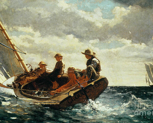 Breezing Up Poster featuring the painting Breezing Up by Winslow Homer