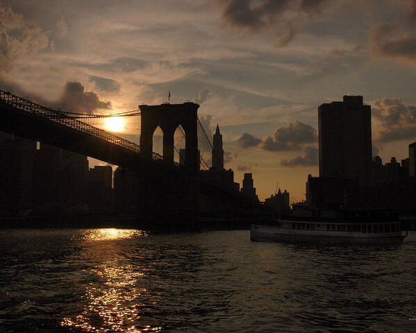 Brooklyn Bridge Poster featuring the photograph Brooklyn Bridge - Sunset by Frank Mari