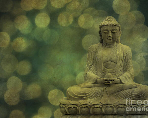 Buddha Poster featuring the photograph Buddha Light Gold by Hannes Cmarits