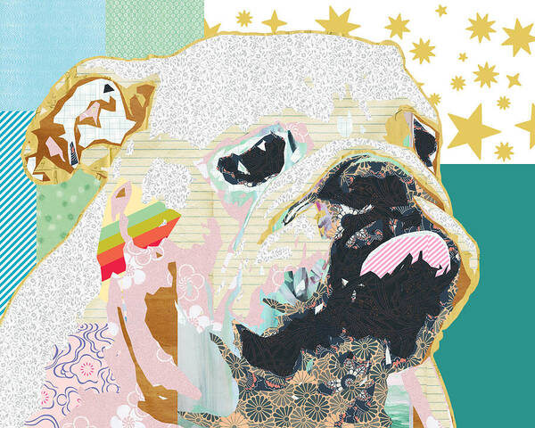 Bulldog Poster featuring the mixed media Bulldog Collage by Claudia Schoen