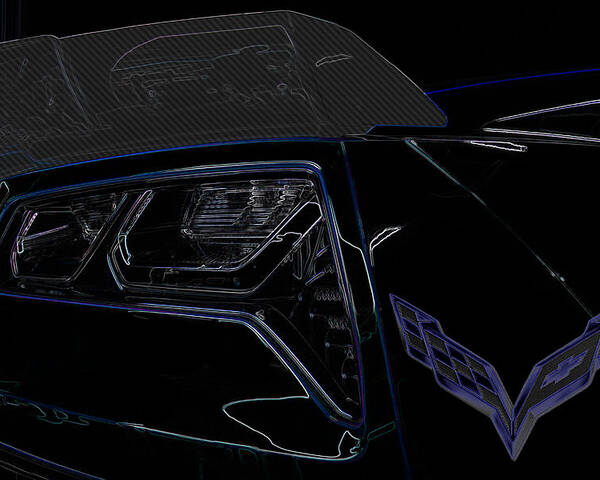 Corvette Poster featuring the digital art C7 Corvette rear by Darrell Foster