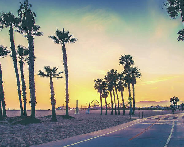 Venice Beach Poster featuring the photograph Cali Sunset by Az Jackson