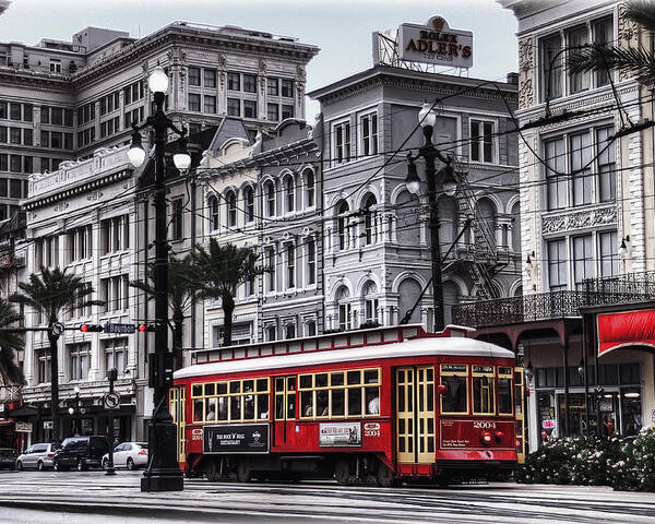 Nola Poster featuring the photograph Canal Street Trolley by Tammy Wetzel