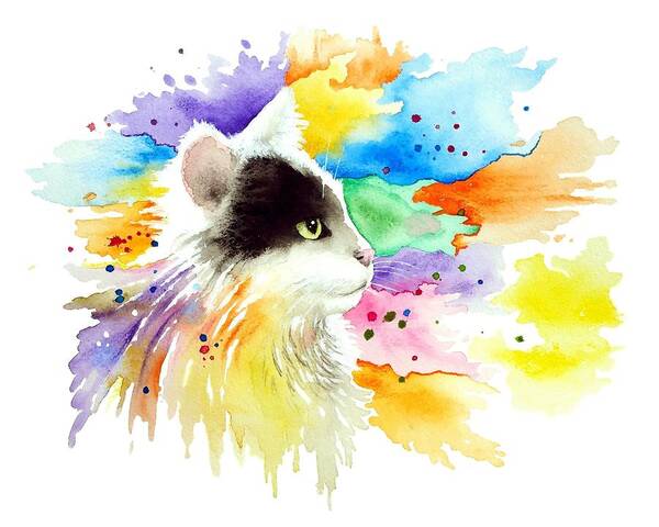Cat Poster featuring the painting Cat 605 by Lucie Dumas