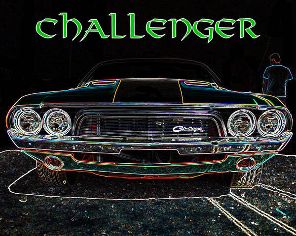 Dodge Poster featuring the digital art Challenger wallhanger by Darrell Foster