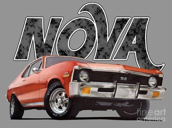 1970 Poster featuring the digital art Chevy Nova by Paul Kuras