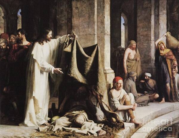 Carl Heinrich Bloch Poster featuring the painting Christ Healing The Sick At The Pool Of Bethesda by Carl Heinrich Bloch